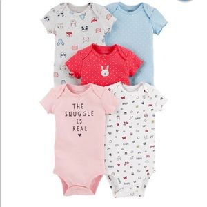 NWT Carter’s Baby Girl Onesies Set of 5